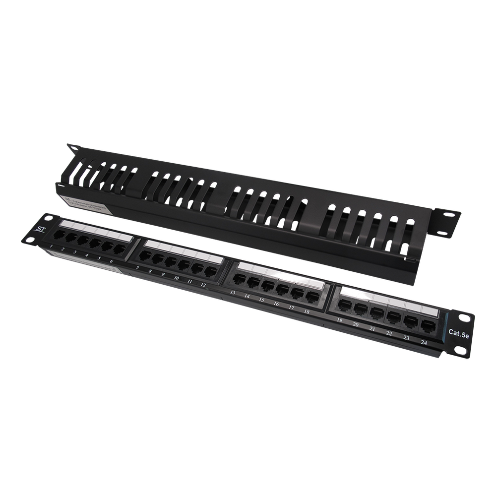 Патч-панель с кабельным органайзером (ST-PP24-01+ST-1U/24) КОМПЛЕКТ
