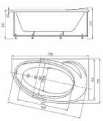 Акриловая ванна Aquatek Бетта 170x97 R BET170-0000084 без гидромассажа с фронтальной панелью с каркасом (вклеенный) со слив-переливом