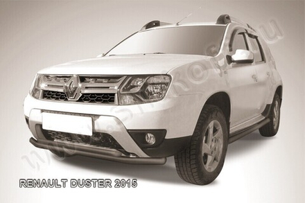 Защита переднего бампера Renault Duster (2015-2021) d57+d42 черная