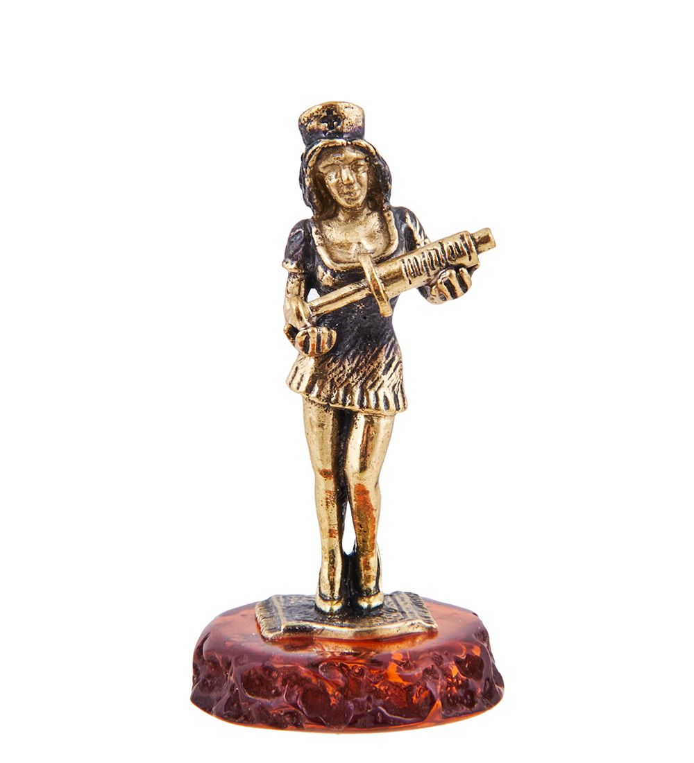 Народные промыслы AM-3700 Фигурка «Медсестра со шприцом» (латунь, янтарь)