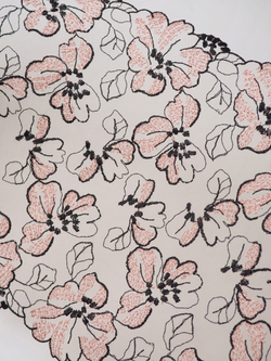 Вышивка на сетке телесная с пудровым и черным ширина 22 см ОТРЕЗЫ