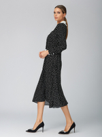 Платье миди с белым воротником в горох