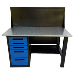 Верстак GWT-V1400BL4 Great Wolf - однотумбовый, 5 ящиков, с экраном, синий, 1400x700мм