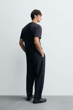 ZARA УКОРОЧЕННЫЕ ДЖИНСОВЫЕ БРЮКИ ШИРОКОГО КРОЯ, ИНДИГО