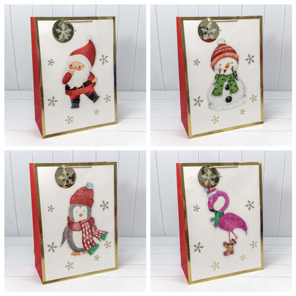 
          Пакет подарочный 40 х 55 х 20 см Набор 4 шт "Новый год" с 3D аппликацией (Белый)