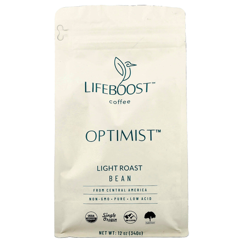 Lifeboost, Coffee, Optimist ™, зерна, легкой обжарки, 340 г (12 унций)