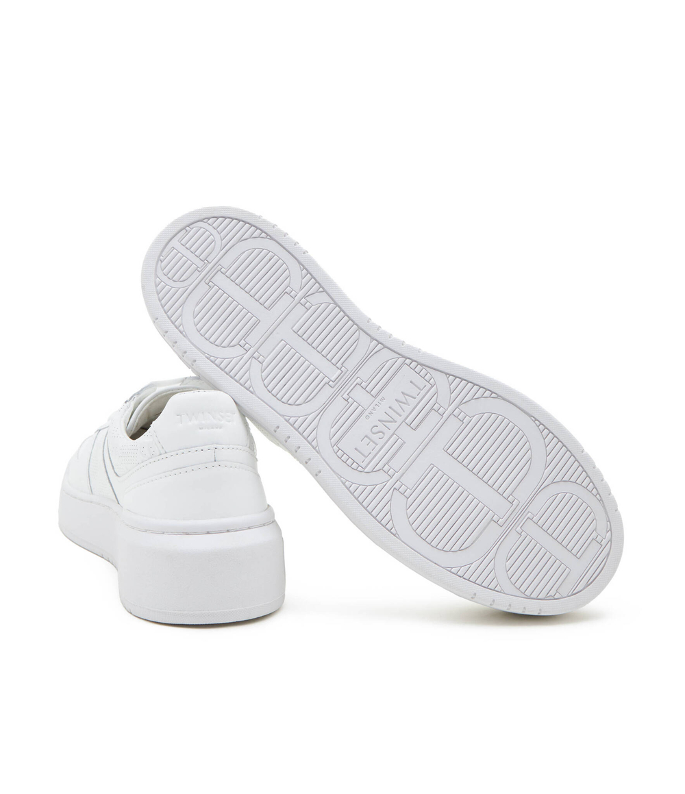 Кожаные кроссовки TWINSET - белый(241TCP020)