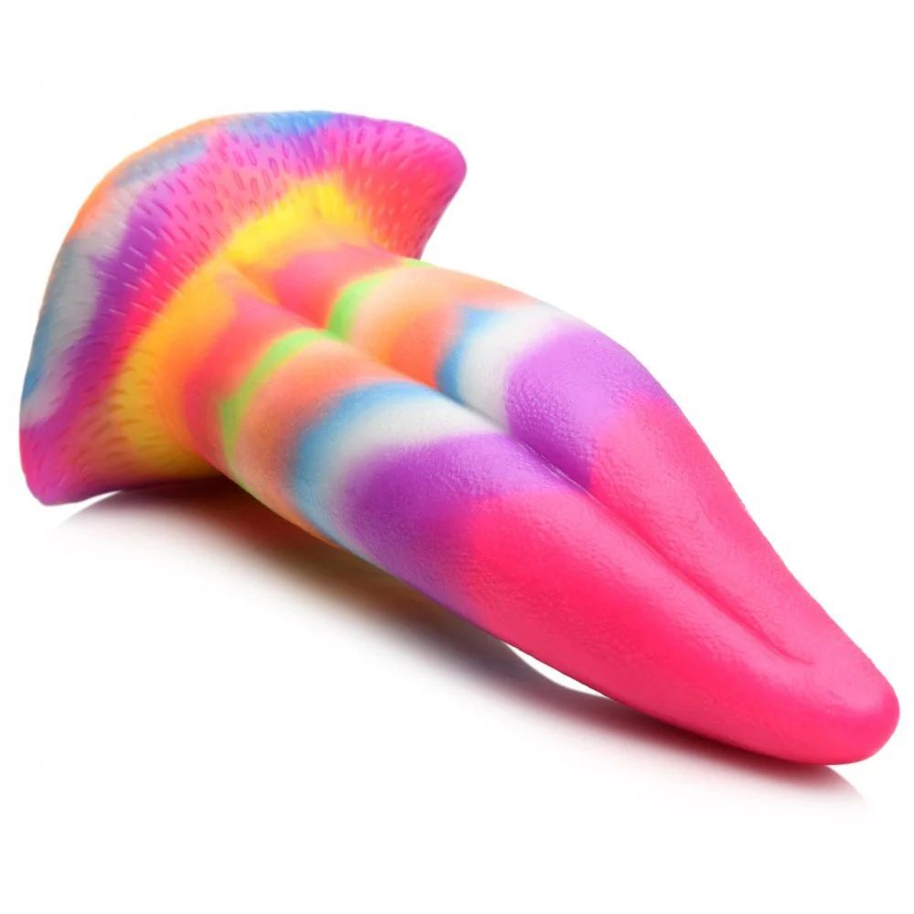 Фантазийный люминесцентный стимулятор-язык Unicorn Kiss Unicorn Tongue Glow-in-the-Dark Silicone Dildo - 21,3 см. (Цвет: разноцветный)