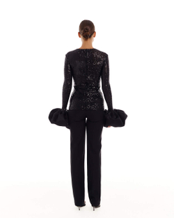 Лонгслив SATURNA (Сатурна) пайеточный черный