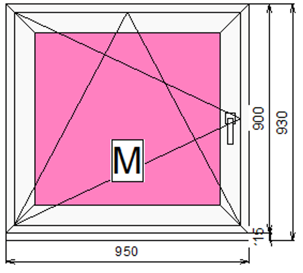 Пластиковое окно 900 х 950 ТермА Эко с поворотно - откидной створкой + Москитная сетка