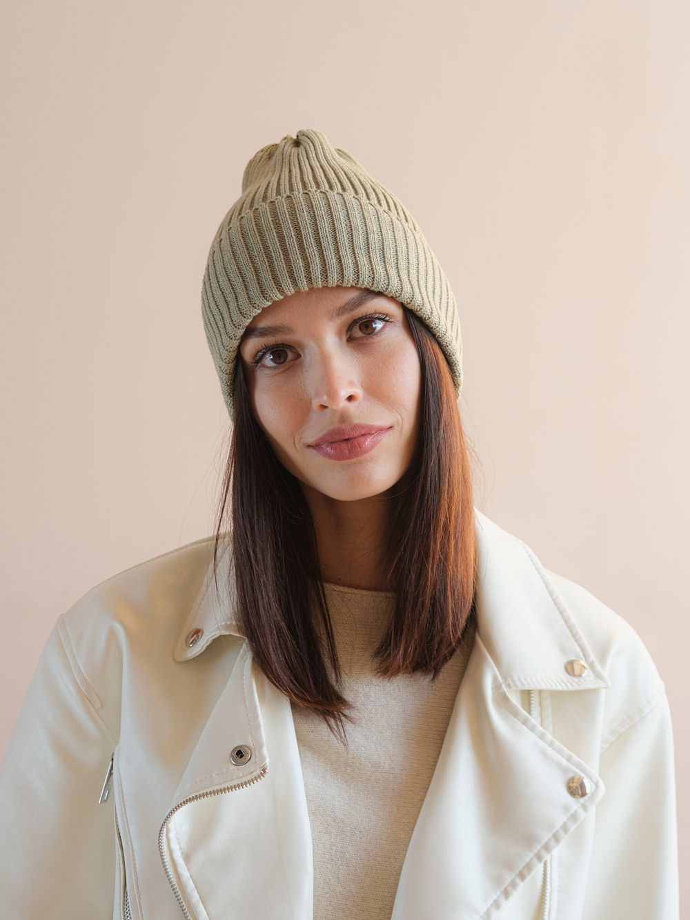 Шапка вязаная-резинка весенняя/осенняя хлопковая КЭП(Хакки)