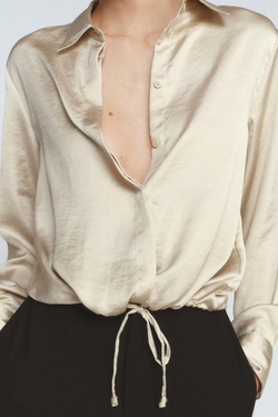 ZARA АТЛАСНАЯ РУБАШКА ZW WOMAN, ЭКРЮ