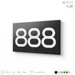 Номер на дверь 888, табличка на дверь для офиса, квартиры, кабинета, аудитории, склада, черная 120х70 мм, Айдентика Технолоджи