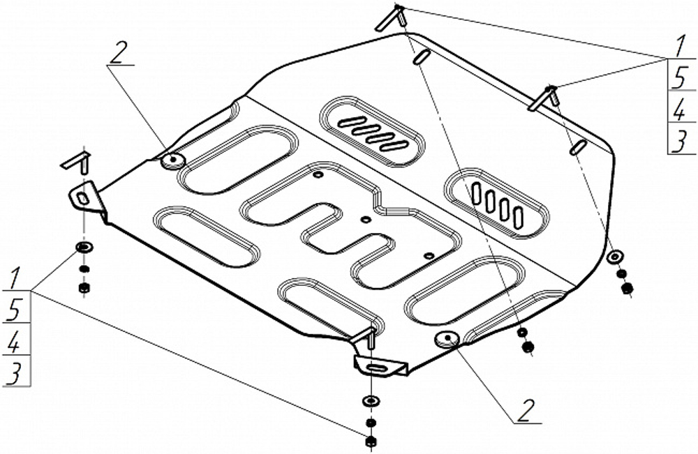 Защита картера двигателя, КПП. 2 мм, Сталь. для Opel Vectra B 1995-2002, Motodor.71503