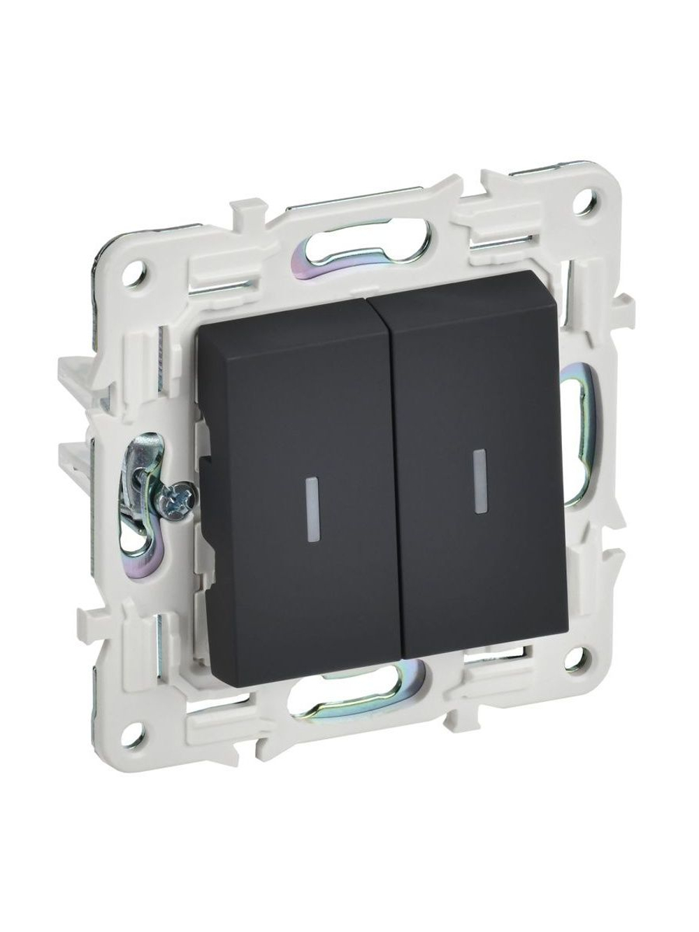 Выключатель проходной 2-кл. SKANDY 10А SK-V10G с индикацией графит IEK SK-V22-1-10-K53