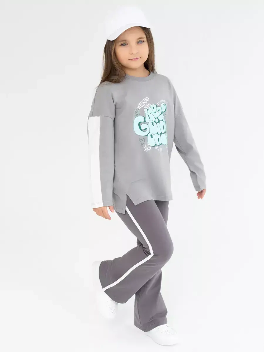 Серый костюм оверсайз для девочки