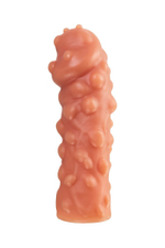 Телесная, покрытая пузырьками насадка на член - 16,5 см. (Цвет: телесный)