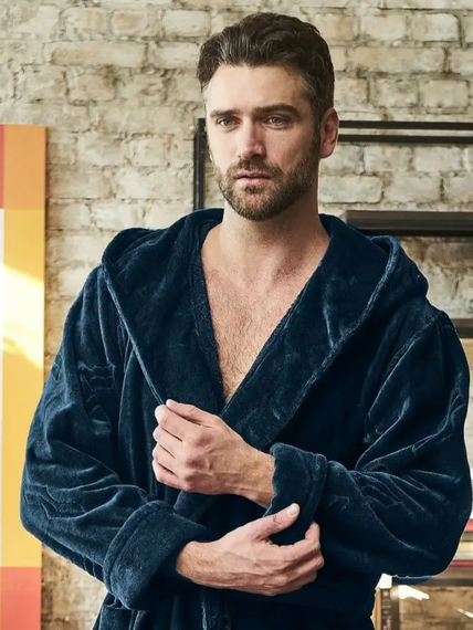 Халат мужской DOMINIC с капюшоном Морская волна "Polens"