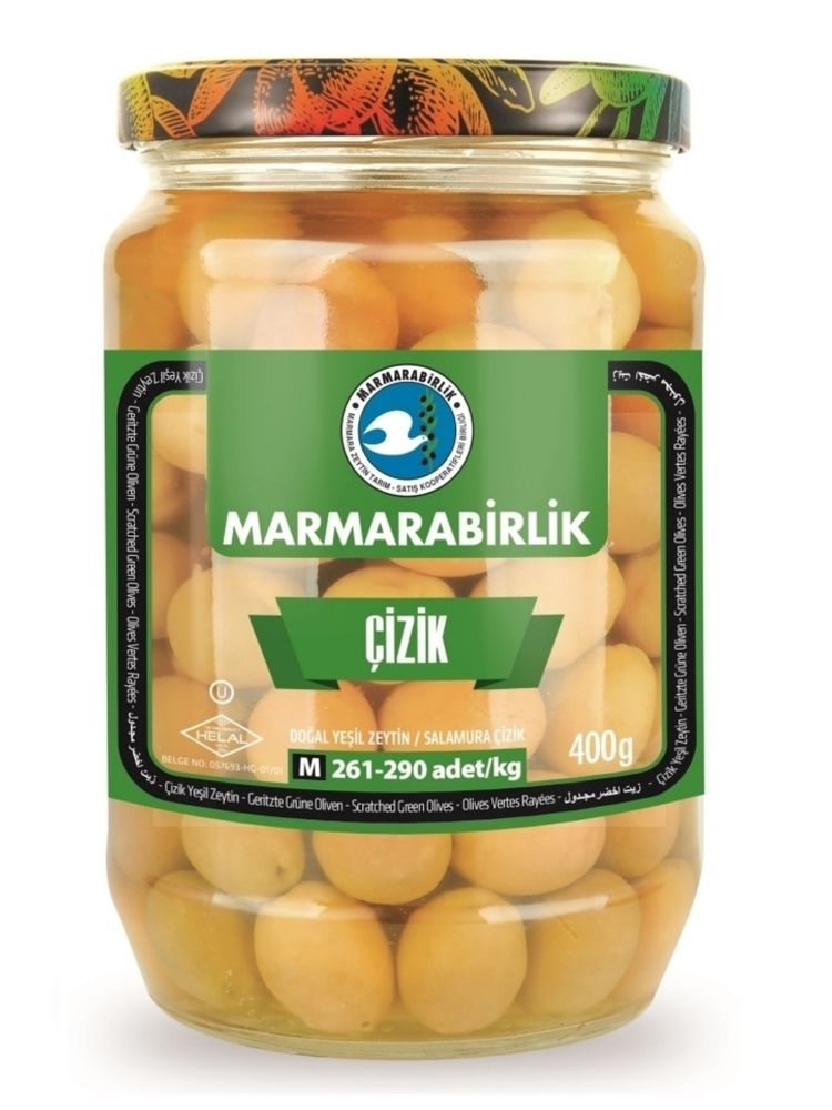 Оливки Marmarabirlik зеленые CIZIK M, 400 г, 2 шт
