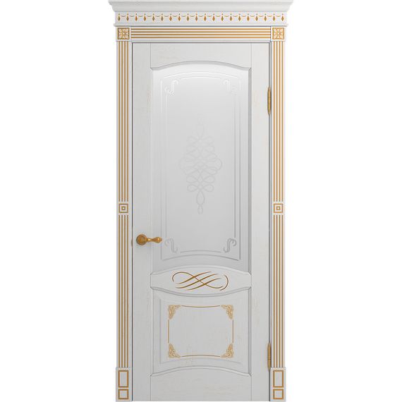Межкомнатная дверь массив дуба селект Viporte Венеция Декор аворио патина золото остеклённая