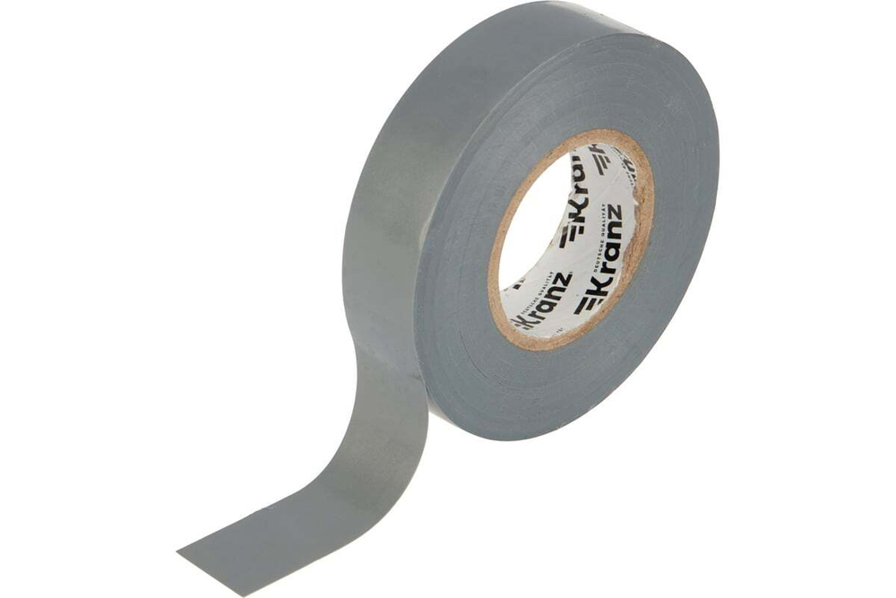 Профессиональная изолента ПВХ KRANZ 0,18х19 мм, 20 м, серая KR-09-2808