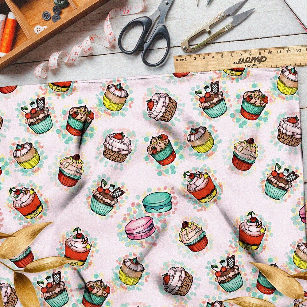 Ткань сатин капкейки