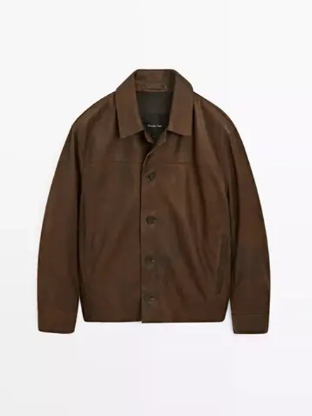 Massimo Dutti Замшевая куртка из овечьей кожи, коричневый