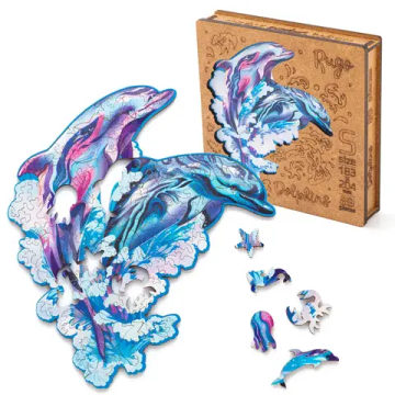 Деревянный пазл "Дельфины"