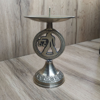 Подсвечник с иглой Знак Зодиака в круге Весы латунь (антик) 8,3x8,3x12,8 см