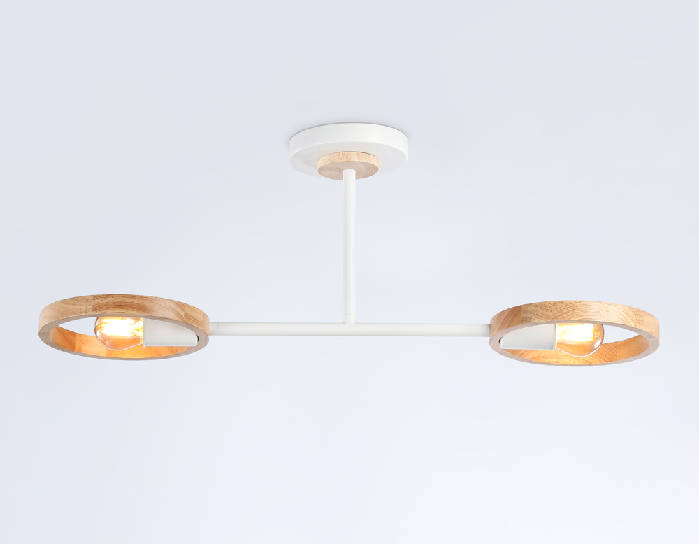 Подвесной светильник со сменной лампой TR8243/2 WH/LWD белый/светлое дерево E27/2 max 40W 590*165*220