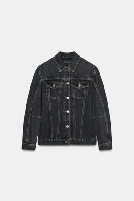 ZARA ПРИТАЛЕННАЯ ДЖИНСОВАЯ КУРТКА — ZW COLLECTION, ЧЕРНЫЙ