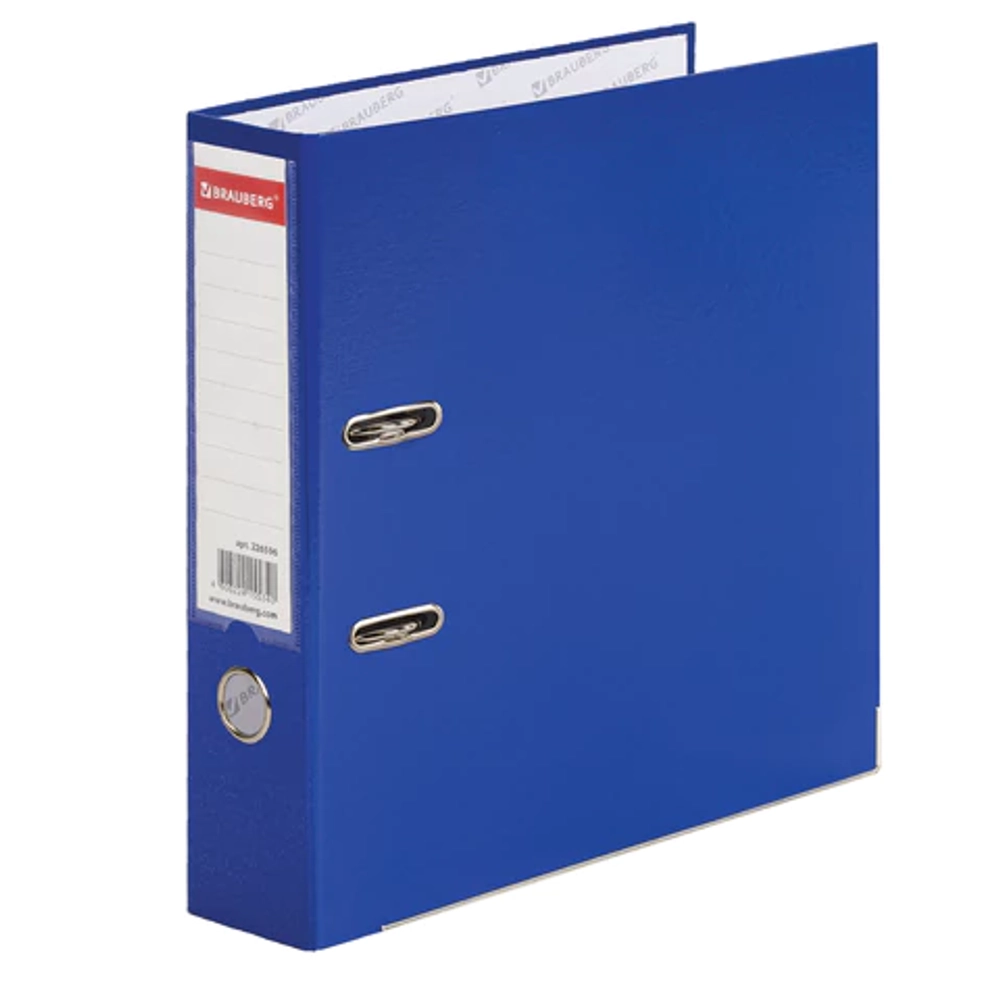 Папка-регистратор, покрытие пластик, 75 мм, ПРОЧНАЯ, с уголком, BRAUBERG, синяя