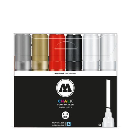 Набор маркеров Molotow CHALK - 6шт Basic-Set (4-8 мм)