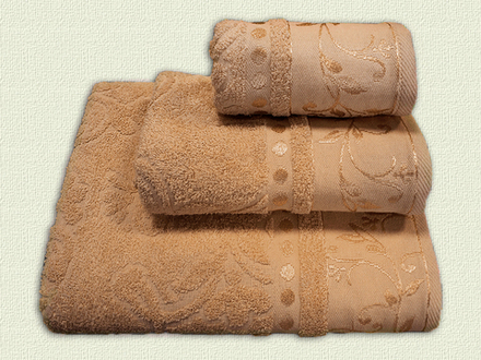 Комплект из 3 махровых жаккардовых полотенец 30*60+50*90+70*130 см. (цвет кофе с молоком, арт. 860-107)