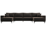 Диван П-образный Льюес, Коричневый, Велюр, 122412