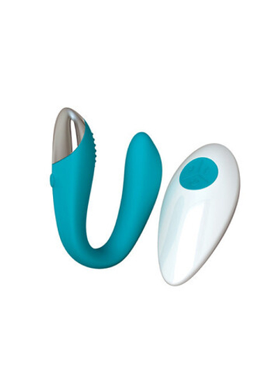 Вибратор для пар с пультом ДУ Fera, цвет морская волна (INFINITE) (Цвет: голубой)