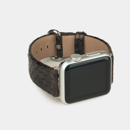 Ремешок для Apple Watch 40/41/42 mm из кожи питона, темно-коричневого цвета