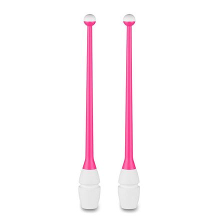 Булавы для худ. гимнастики INDIGO, IN017-PW, 36 см, пластик, каучук, в компл. 2шт, розово-бел