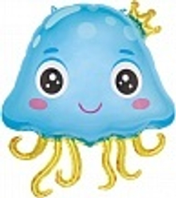 Шар (24""/61 см) Фигура, Малыш Медуза, Голубой, 1 шт. Б236