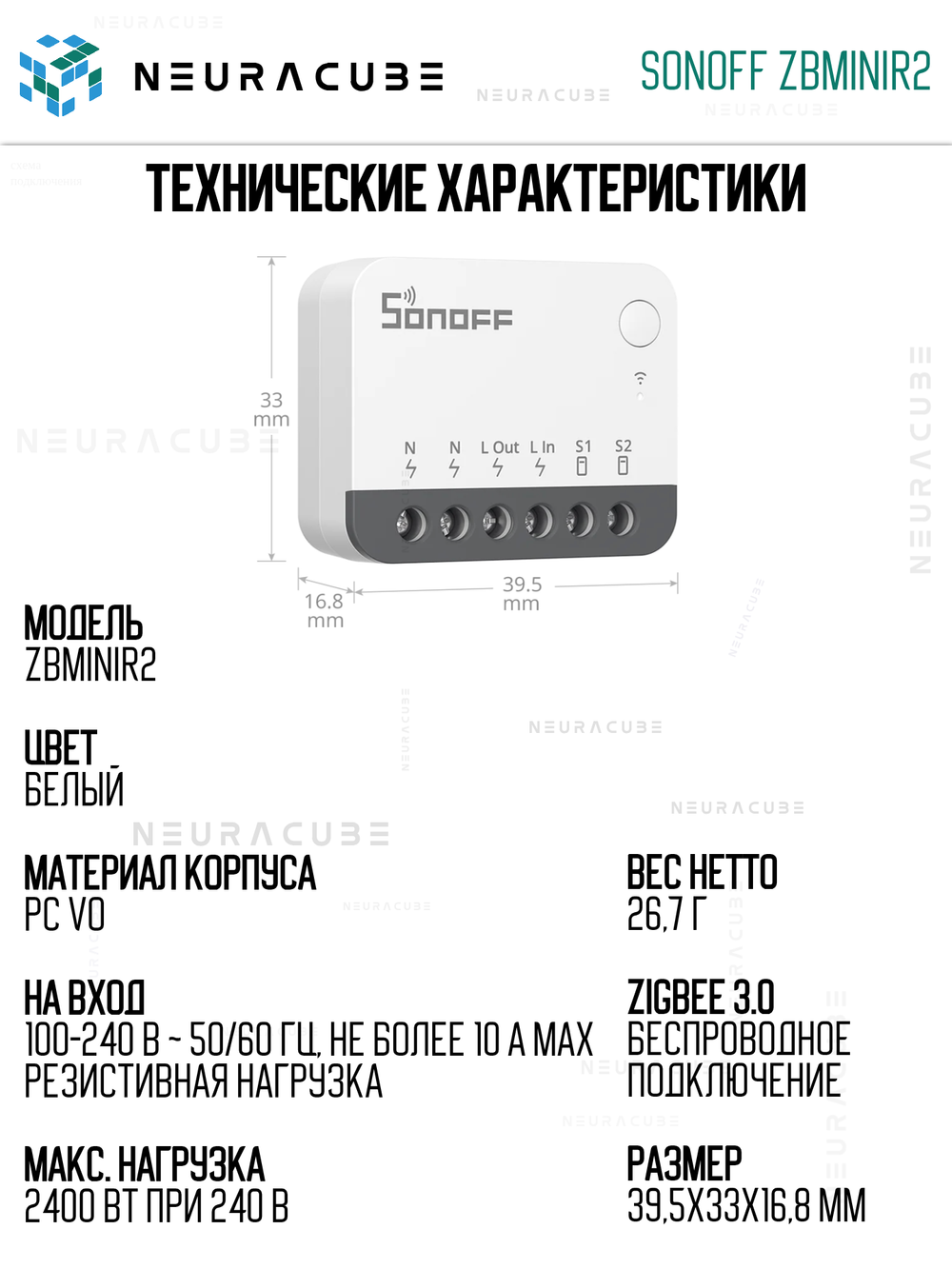 Zigbee реле ZBMINIR2 Extreme