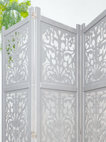 Ширма деревянная резная "Узоры", 4 створки, серая состаренная 1800*2000 мм