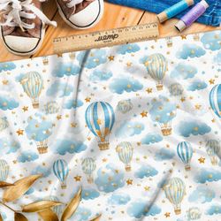 Ткань премиум таффета воздушные шары в облаках