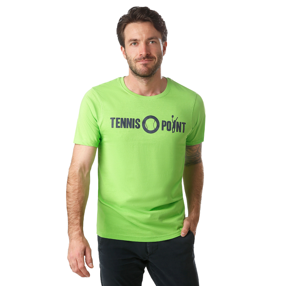 Мужское теннисное поло Tennis-Point Basic Cotton T-Shirt Men - Light Green, Black