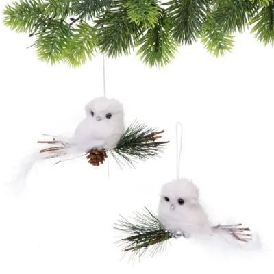 Подвеска «Птичка на веточке» 11 см (в ассортименте), Белый