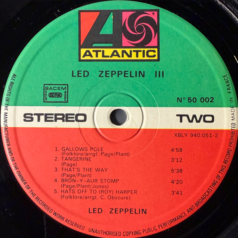 Led Zeppelin ‎– Led Zeppelin III (Франция 1972г.)
