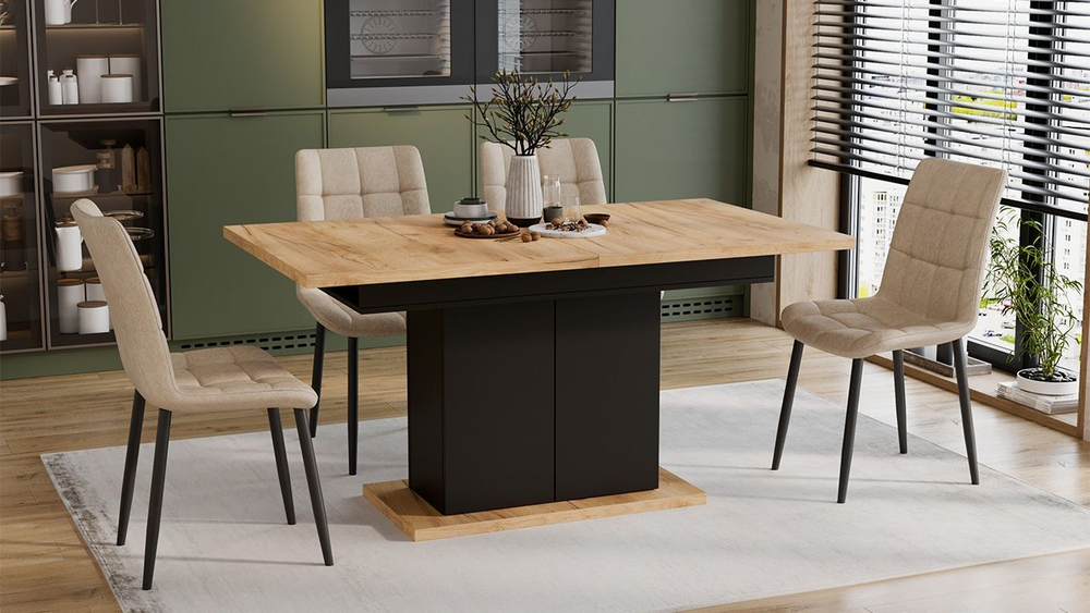 Стол кухонный обеденный раздвижной Белый, Дюна_32, 85х150,4х77 см