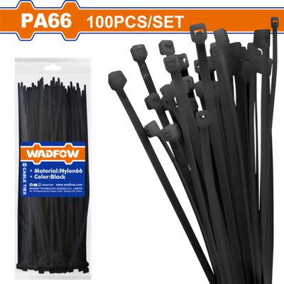 Кабельные стяжки черные 9х600 мм 100 шт (8/16) WADFOW WTEB560090