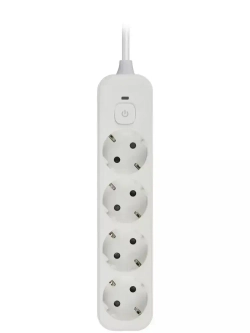 Сетевой фильтр Intro SFE415-W с базовой защитой с заземлением с выключателем 4 розетки 1,5м 10А белый / удлинитель сетевой 1,5м