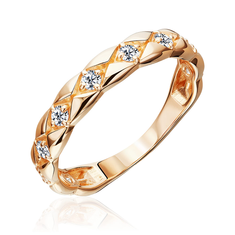 Кольцо из красного золота с фианитами