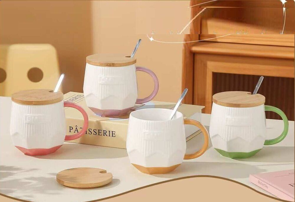 GAEM Кружка с крышкой и ложкой, 320 мл, L13,5 W9 H10 см, 4в.